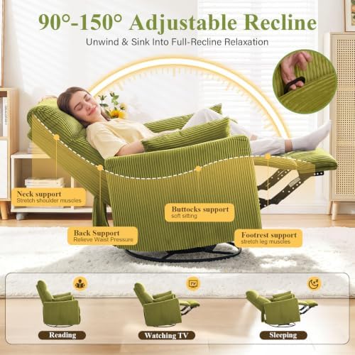 BOSMILLER 360°Swivel Recliner Chair, Nursery Chair - Image 3