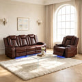Leather Power Recliner Sofa Set by Unknown