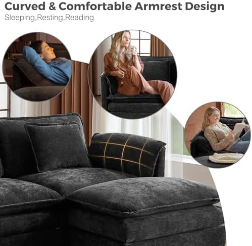 ELUCHANG 153" Oversized Modular Sectional Sofa, Comfy Chenille Cloud Couch - Image 5