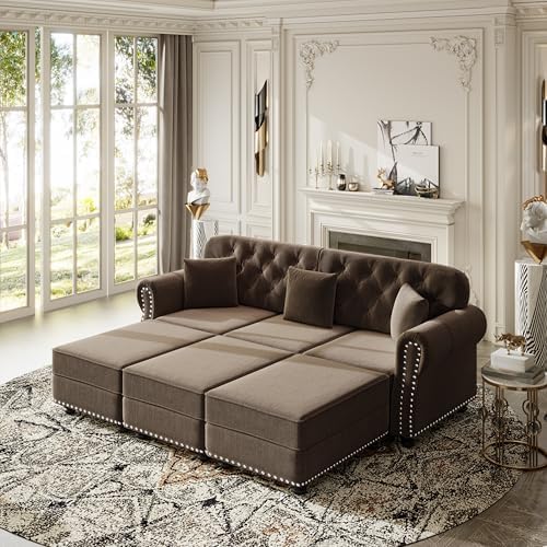 KEIKI 83" Velvet Chesterfield Sofa by KEIKI