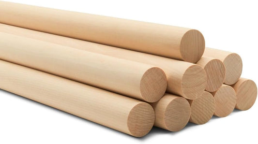 Wooden Dowel Rod, 1 Inch x 24 Inch Wood Dowels, Pack of 5 Wooden Dowels for Crafts, Unfinished Hardwood Dowels Rods, Strong Wood Rod Dowels for Crafting and DIYers