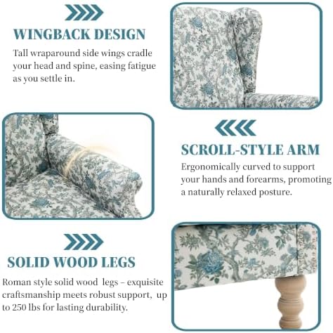 Mid Century Floral Wingback Chair - Image 4