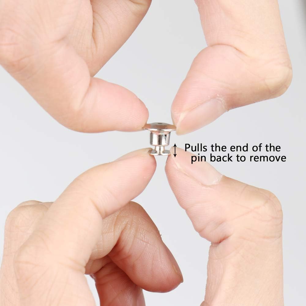 E-lishine 50 Pcs Metal Pin Backs Locking Pin Keepers No Tool Required，Locking Clasp with Storage Case