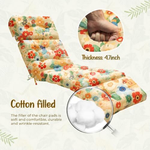 Outdoor Lounge Chair Cushions Set of 4 Waterproof 75.1 x 22.8 x 4.7" Daisy - Image 6