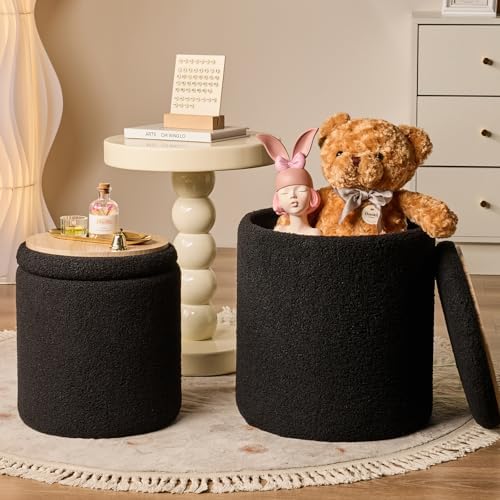 BLEXA Set of 2 Round Storage Ottoman by OUSADOU