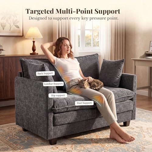 KYJ Loveseat Sofa, Cloud Love Seat Couch 3 Layer Cushion - Image 6