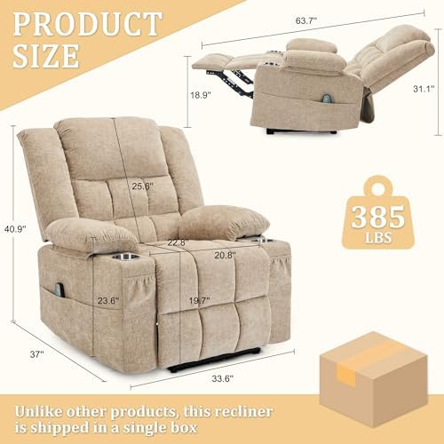 Korser Recliner Chair, Wall Hugger Recliners - Image 2