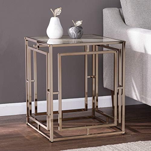 SEI Furniture - Simondley Faux Marble End Table - Transitional Design, - Image 2