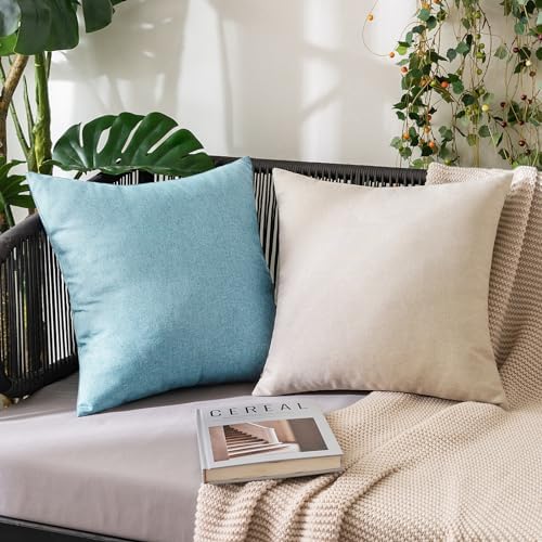MIULEE Decorative Outdoor Pillow Covers Waterproof 18x18 Blue Gray - Image 4
