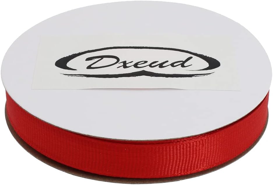 Solid Grosgrain Ribbon 25 Yard Each Roll 100% Polyester Woven Edge (1/2", Red)