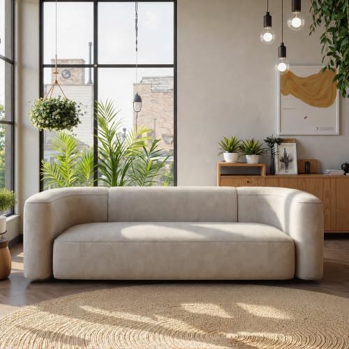 Acanva Mellow Modern Tight Curved Back Velvet Sofa, 3 Seater by acanva