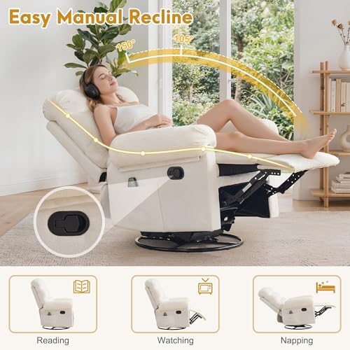 Korser 360° Swivel Rocker Recliner Chair, Rocking Chair Nursery - Image 4