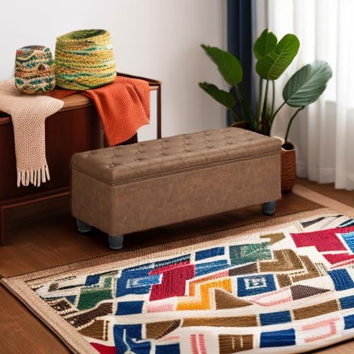 SONGMICS Storage Ottoman, 46.5 Inches Long Bed End Stool, Solid Wood Legs - Image 6