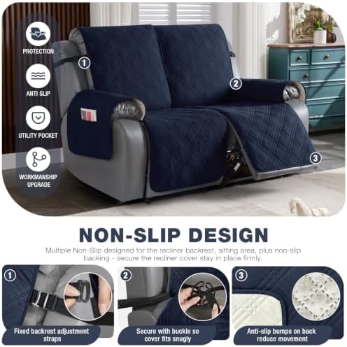 TAOCOCO Waterproof Loveseat Recliner Covers Non Slip - Image 5