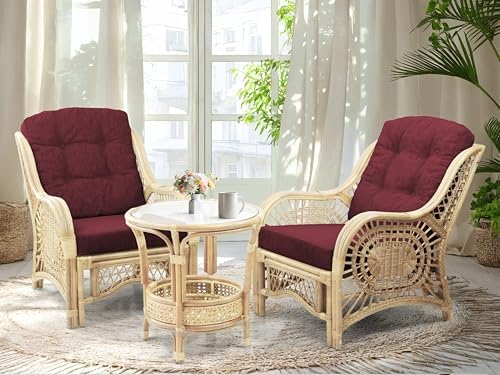 Malibu Lounge Set of 4: 2 Natural Rattan Wicker Chairs, Loveseat - Image 6