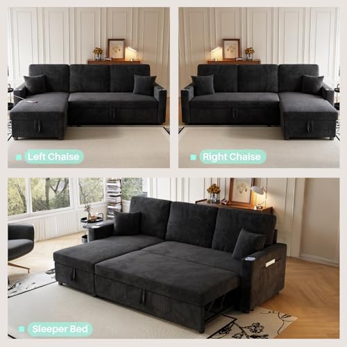 83" Sleeper Sectional Sofa, Comfy Convertible Sofa Bed - Image 6
