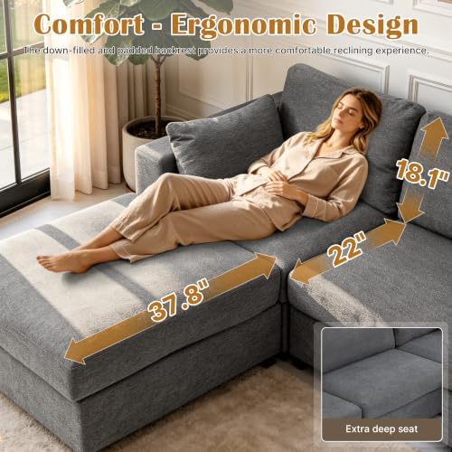 Oversized Modular Sectional Sofa, Light Grey - Image 3