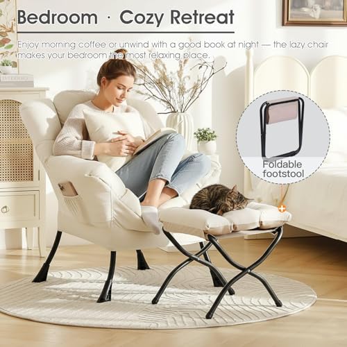 Lazy Chair with Ottoman, Comfy Reading Chair - Image 4