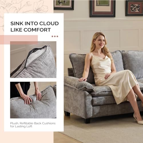 VINGLI 87" Convertible Sectional Sofa, L-Shaped Deep Seat Sofa Couch - Image 7