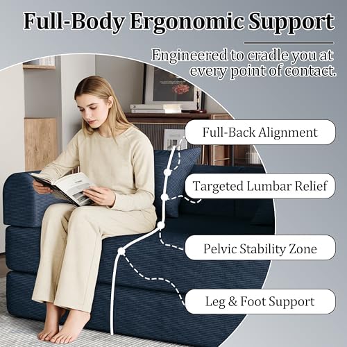 79'' Convertible Compressed Corduroy Folding Cloud Sofa Bed, 4 in 1 Modern - Image 6
