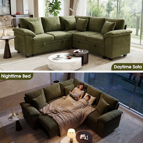 Sectional Sleeper Sofa with Pull Out Bed, Convertible Cloud Couch Bed, Modular - Image 3