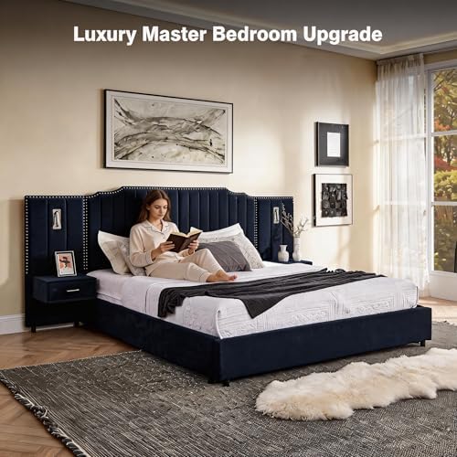 Queen Size Velvet Platform Bed - Image 6