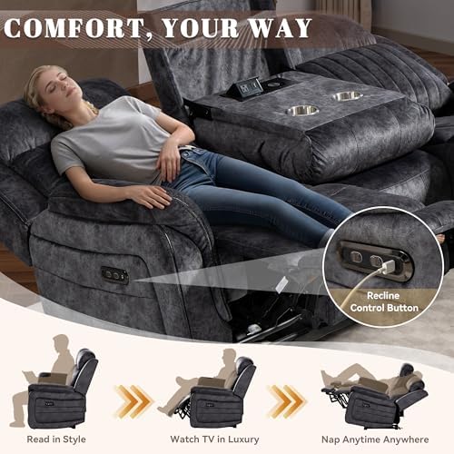 Zero Gravity Power Reclining Sofa Set, 3-Seater Reclining Couch - Image 5