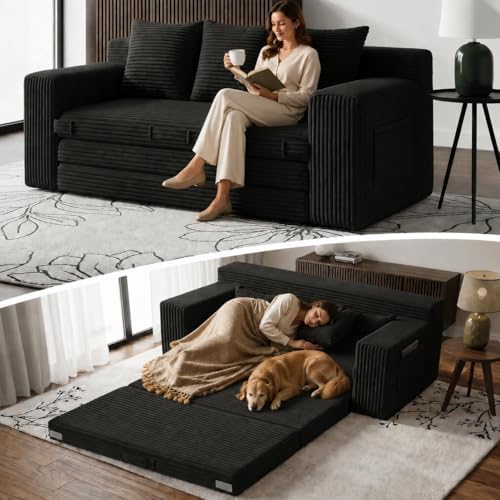 69" Convertible Sofa Bed, Boneless Couch by ZIYDILY