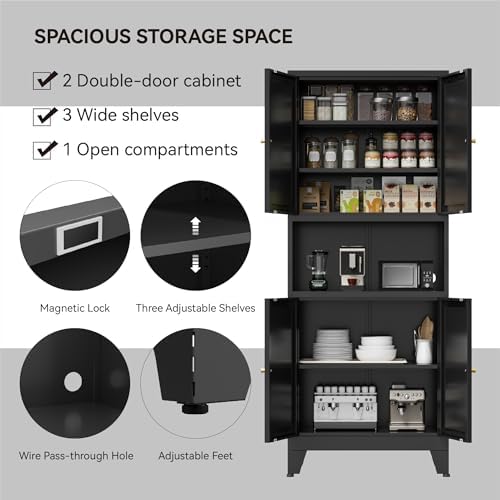 COFaR 69" Pantry Cabinet, Metal Storage Cabinet - Image 4