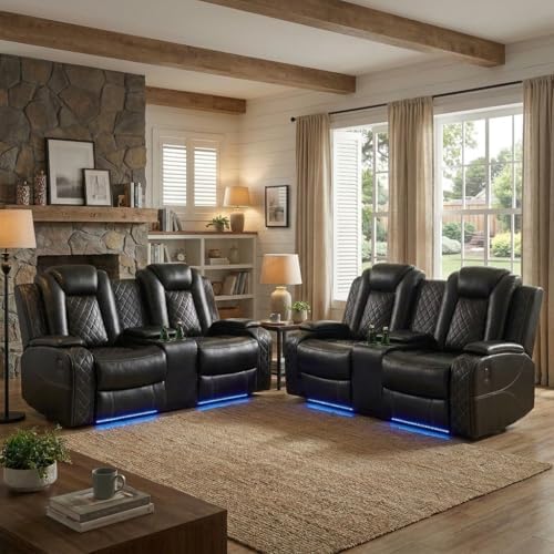 Power Reclining Leather Sofa Set – 2-Piece Home Theater Seating - Image 4