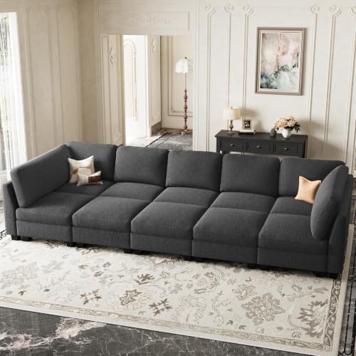 Belffin Cloud Couch with Deep Seat Linen Sectional Sleeper Sofa Apartment - Image 3