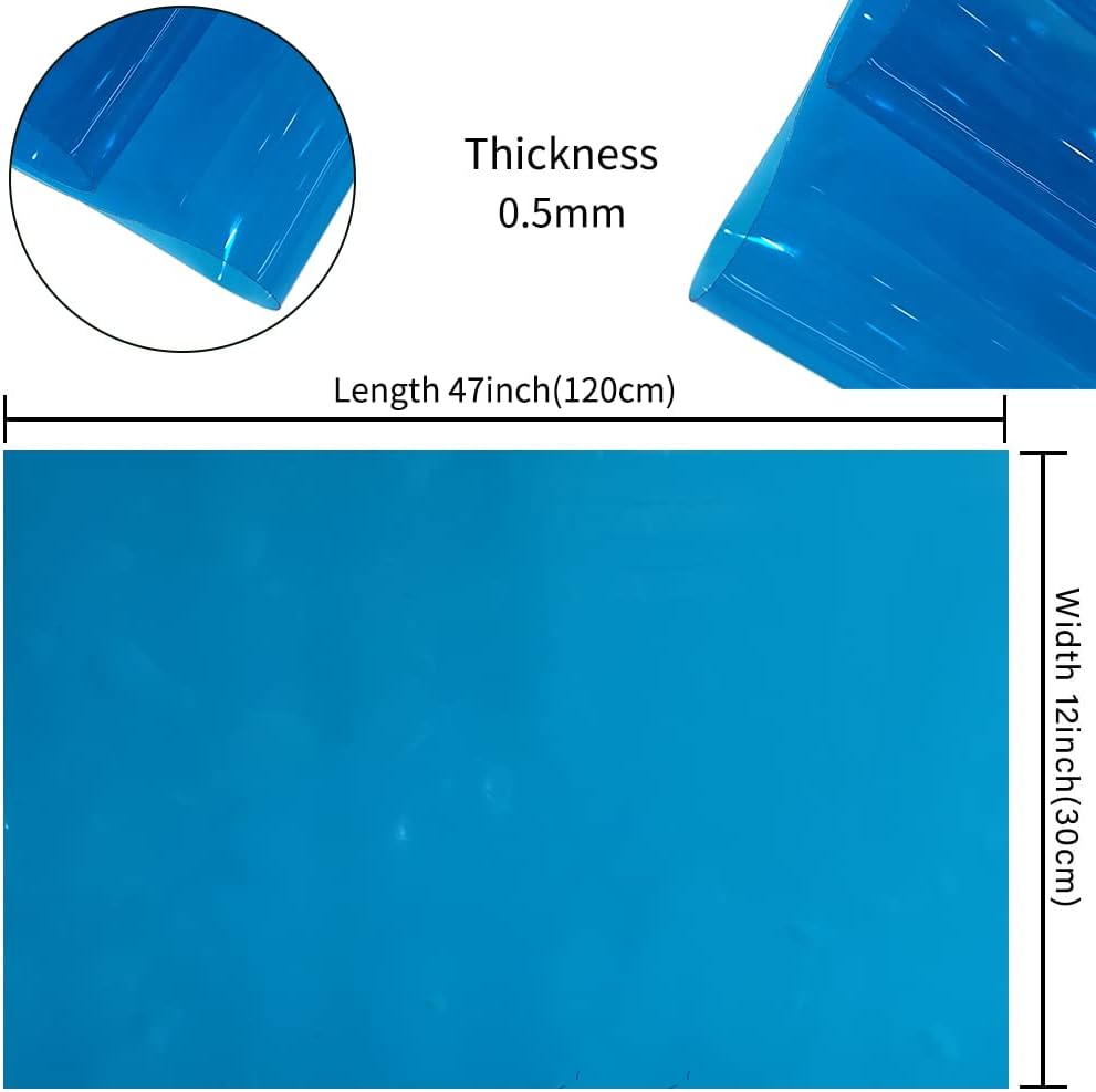 HYANG SkyBlue Transparent PVC Super Clear Holographic Vinyl Faux Leather Sheets 1 Roll 12" x 47" (30cm x 120cm) for DIY Bows Earrings Bags DIY Crafts Making