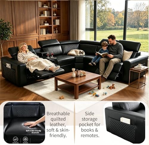 Leather Power Reclining Sectional Sofa - Image 6