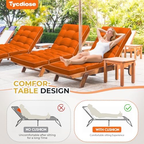 Outdoor Chaise Lounge Chair Cushion, Waterproof Non-Slip Patio Chaise Lounge - Image 4