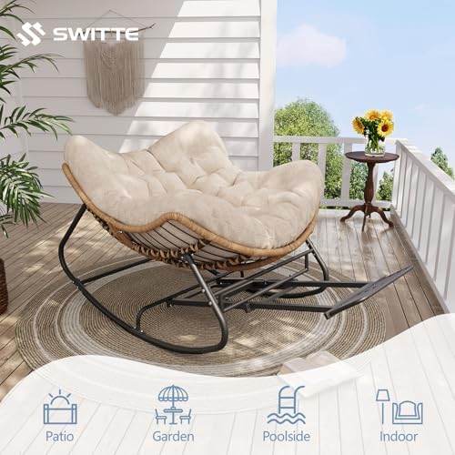 SWITTE Papasan Rocking Chair - Image 4