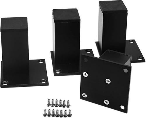 4Pcs 4Inch Metal Furniture Legs, Square Metal Cabinet Support Foot by Qiveno