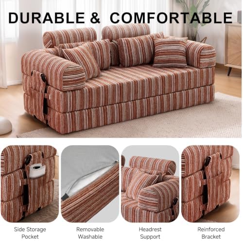 79" Convertible Sofa Bed, High Backrest Boneless Couch - Image 5