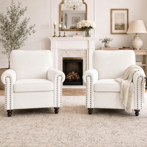 Rolled Arms Sofa Chair, Nailhead Accent Chair - Image 4