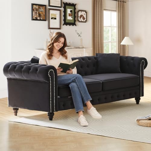Mid Century Modern Chesterfield Velvet Oversized Couch - Image 3