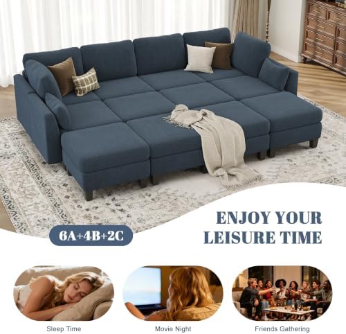 Mangodan Sectional Sleeper Sofa, 8 Seaters Modular Sleeper Sofa Couch - Image 5