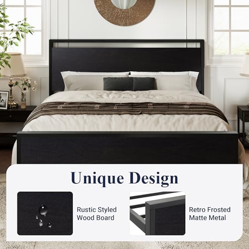 Allewie King Size Bed Frame, Heavy Duty 12 Metal Slats Support - Image 4