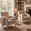 HNY Striped Coastal Accent Chairs Set of 2 Wood Living Room Chair by HNY