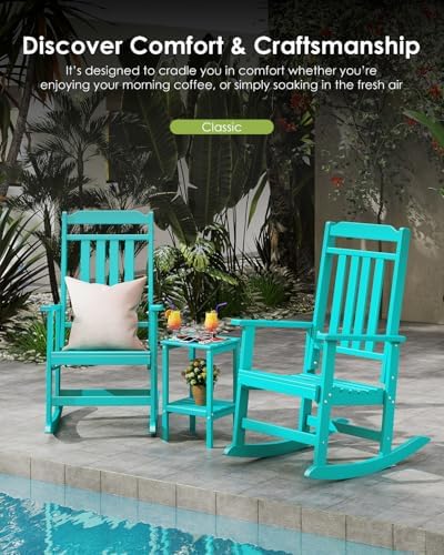 GREENVINES Classic Outdoor-Rocking-Chairs-Set-of-4, HDPE Rocker - Image 4