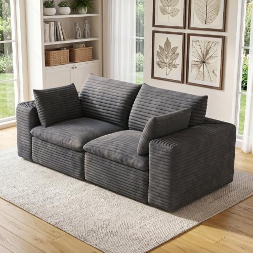 71" Cloud Couch Modular Sectional Sofa, Boneless Loveseat Deep Seat Couch by MAKIAAP