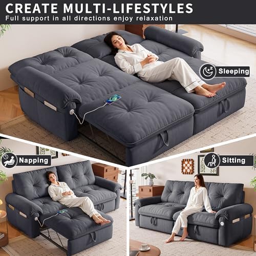 77" Queen Size Sofa Bed, Loveseat Sleeper Sofa - Image 4