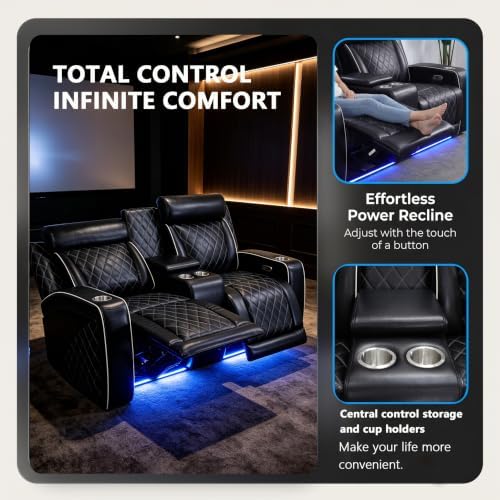 Power Recliner Sofa Set for Living Room, Breathing Leather Reclining Couch Set - Image 4