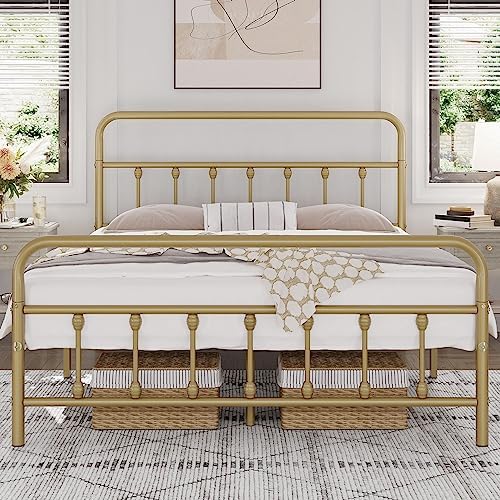 Yaheetech Queen Metal Platform Bed Frame, Victorian Headboard & Footboard by Yaheetech