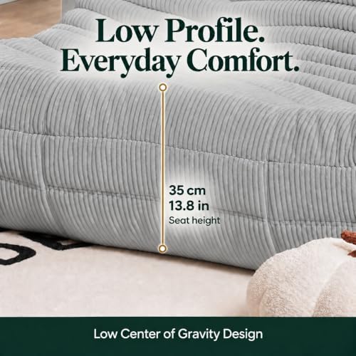 N&V Fireside Loveseat, Mid Century Armless Twin Size Floor Sofa, Soft Premium - Image 3
