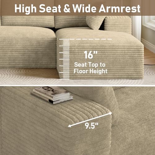 ONEMMLION 96" L-Shaped Cloud Boneless Couch Sofa - Image 3