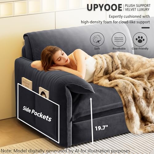 66" Sleeper Sofa Bed Queen Size, Pull Out Convertible Velvet Couch - Image 5